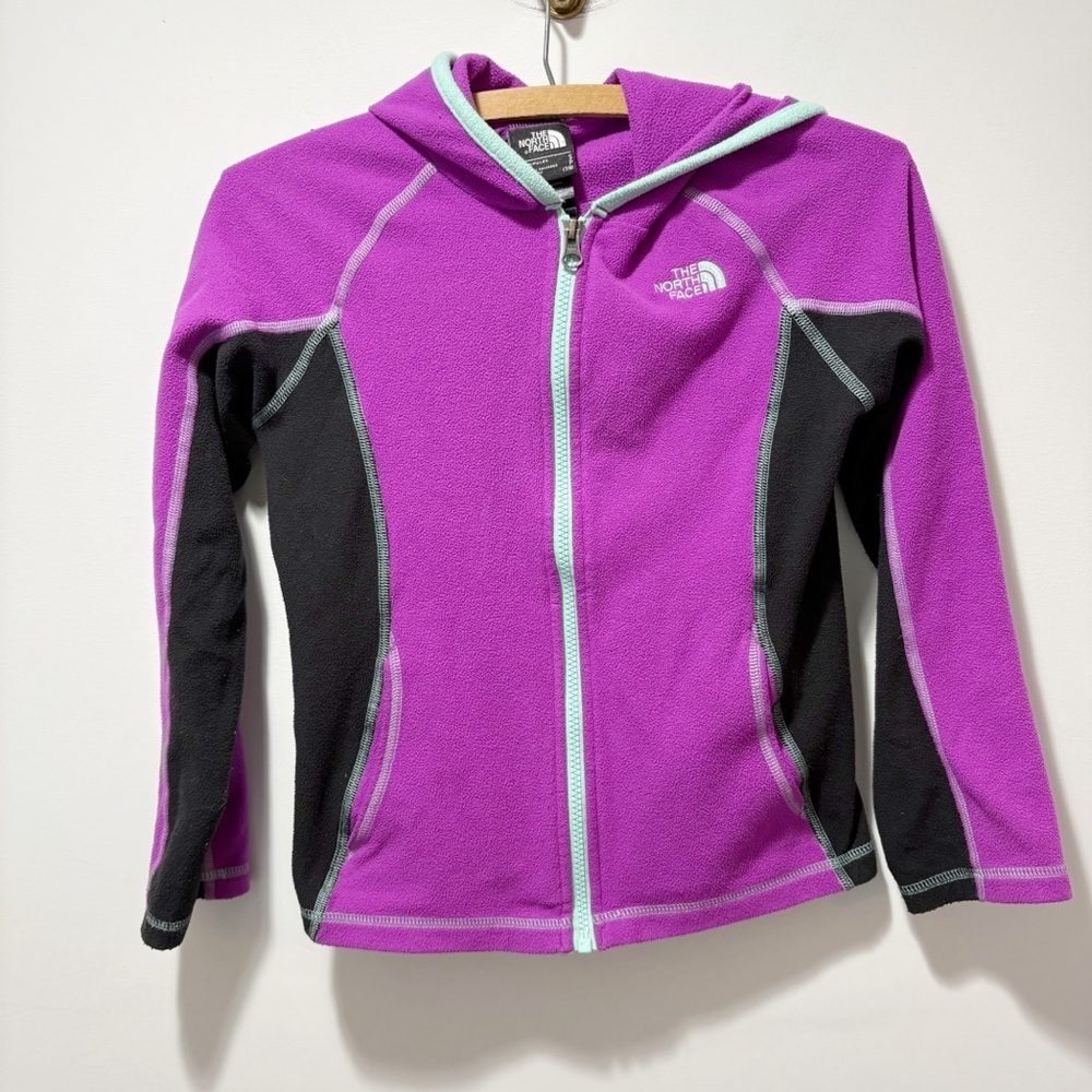 The North Face Hooded Full Zip Fleece Jacket Size Small Size 7/8 Pockets Purple